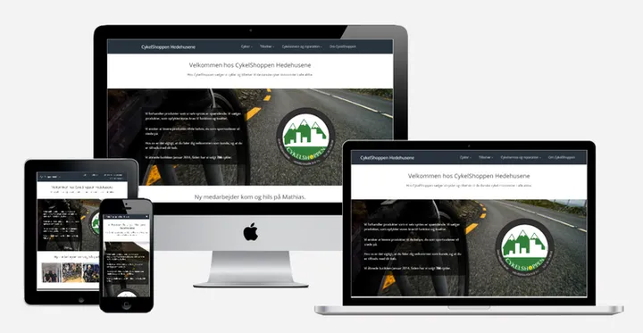 Hjemmeside til Cykelshoppen Hedehusene lavet af SN Webdesign